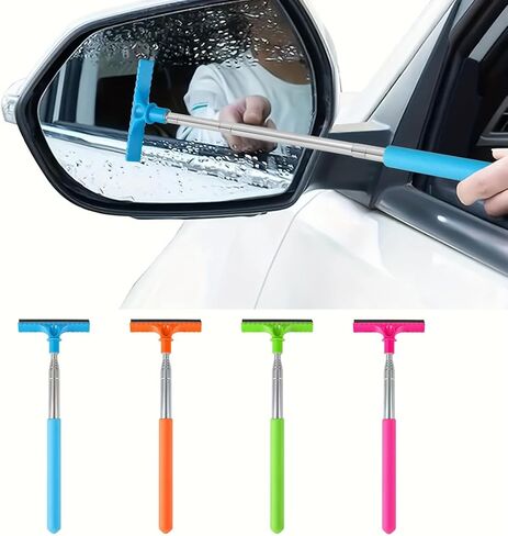 Extendable Car Window Cleaner, Portable Manual Glass Scraper with Sponge and Brush for Windshield, Rearview Mirrors, Non-Electric Ergonomic Handle, Car Cleaning Tool (Random Color) in Saudi Arabia