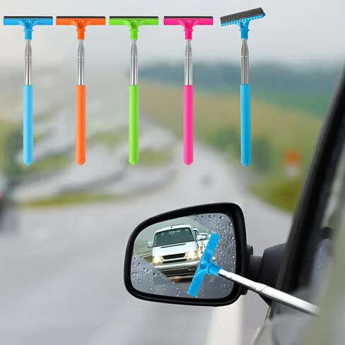 Extendable Car Window Cleaner, Portable Manual Glass Scraper with Sponge and Brush for Windshield, Rearview Mirrors, Non-Electric Ergonomic Handle, Car Cleaning Tool (Random Color) in Saudi Arabia