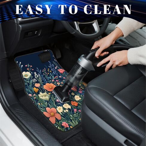 Wildflower Car Floor Mats Set of 4 Colorful Bloom Floral Field Automotive Foot Mats Rugs Carpet for Car Non-Slip Auto Car Accessories Universal Fit Car Accessories for Truck in Saudi Arabia