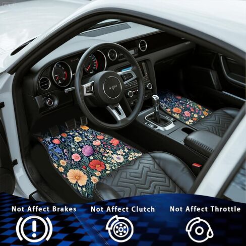 Wildflower Car Floor Mats Set of 4 Colorful Bloom Floral Field Automotive Foot Mats Rugs Carpet for Car Non-Slip Auto Car Accessories Universal Fit Car Accessories for Truck in Saudi Arabia