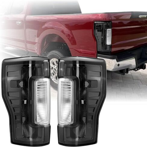 USR UNIQUE STYLE RACING Tail Light – Rear Lamps (Left + Right) Compatible with 2017-2019 Ford F250 F350 SuperDuty Pick Up Truck Super Duty HALOGEN & NO Blind Spot (SMOKE LENS WITH GUN METAL HOUSING) in Saudi Arabia