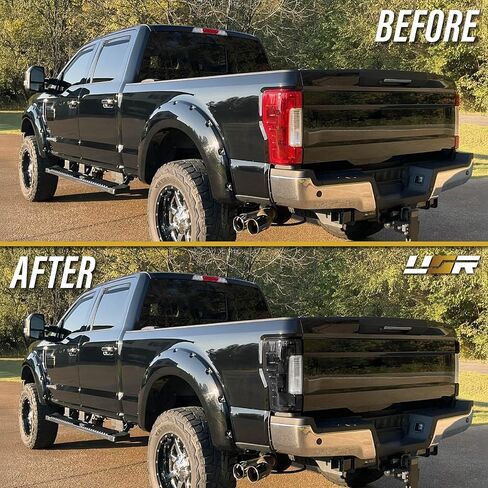 USR UNIQUE STYLE RACING Tail Light – Rear Lamps (Left + Right) Compatible with 2017-2019 Ford F250 F350 SuperDuty Pick Up Truck Super Duty HALOGEN & NO Blind Spot (SMOKE LENS WITH GUN METAL HOUSING) in Saudi Arabia