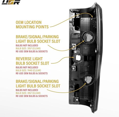 USR UNIQUE STYLE RACING Tail Light – Rear Lamps (Left + Right) Compatible with 2017-2019 Ford F250 F350 SuperDuty Pick Up Truck Super Duty HALOGEN & NO Blind Spot (SMOKE LENS WITH GUN METAL HOUSING) in Saudi Arabia