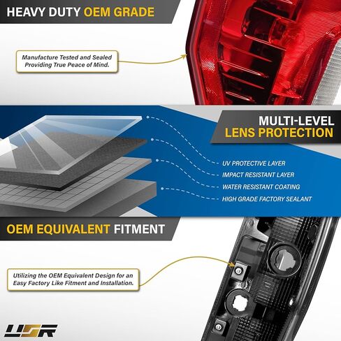 USR UNIQUE STYLE RACING Tail Light – Rear Lamps (Left + Right) Compatible with 2017-2019 Ford F250 F350 SuperDuty Pick Up Truck Super Duty HALOGEN & NO Blind Spot (SMOKE LENS WITH GUN METAL HOUSING) in Saudi Arabia