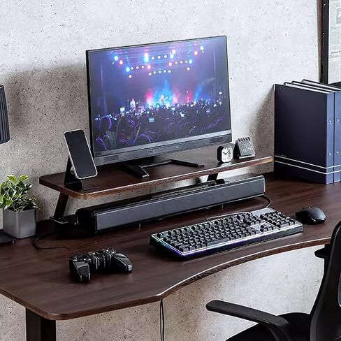 Computer Monitor Stand Riser,clamp On Desk Shelf,floating Desk Shelf,29.5 Inch Ergonomic Desk Shelf,printer Stand,desktop Organizer For Computer,laptop,printer(29.5“Lx9.8 W, Brown) in Saudi Arabia