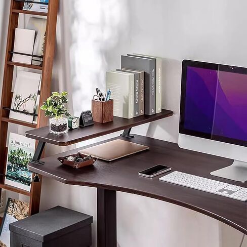 Computer Monitor Stand Riser,clamp On Desk Shelf,floating Desk Shelf,29.5 Inch Ergonomic Desk Shelf,printer Stand,desktop Organizer For Computer,laptop,printer(29.5“Lx9.8 W, Brown) in Saudi Arabia