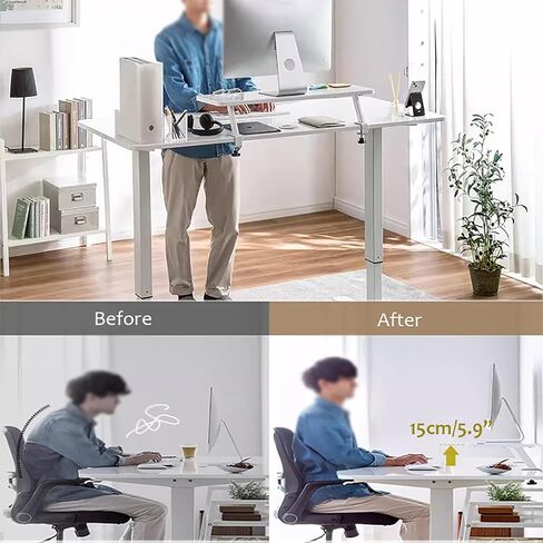 Computer Monitor Stand Riser,clamp On Desk Shelf,floating Desk Shelf,29.5 Inch Ergonomic Desk Shelf,printer Stand,desktop Organizer For Computer,laptop,printer(29.5“Lx9.8 W, Brown) in Saudi Arabia