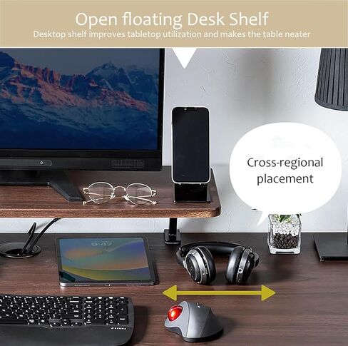 Computer Monitor Stand Riser,clamp On Desk Shelf,floating Desk Shelf,29.5 Inch Ergonomic Desk Shelf,printer Stand,desktop Organizer For Computer,laptop,printer(29.5“Lx9.8 W, Brown) in Saudi Arabia