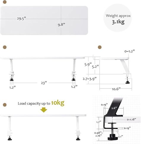 Computer Monitor Stand Riser,clamp On Desk Shelf,floating Desk Shelf,29.5 Inch Ergonomic Desk Shelf,printer Stand,desktop Organizer For Computer,laptop,printer(29.5“Lx9.8 W, Brown) in Saudi Arabia