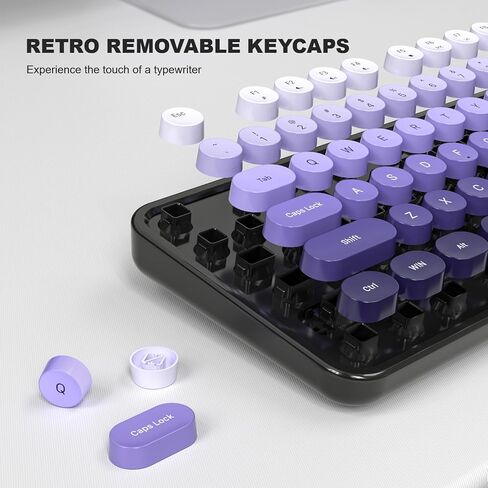 MOFII Wired Keyboard, Cute Colorful Keyboard Full Size, Retro Typewriter Keyboard with Round Keys, USB Computer Keyboard for PC, Laptop, Desktop, Windows (Pink) in Kuwait