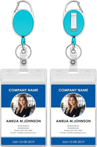 2-Pack Badge Reels, Retractable Badge Holders with Clip, Keyring, and Vertical Clear ID Card Holder, Pink in Kuwait