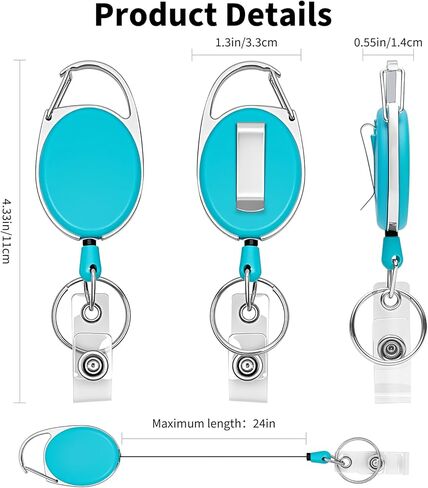 2-Pack Badge Reels, Retractable Badge Holders with Clip, Keyring, and Vertical Clear ID Card Holder, Pink in Kuwait