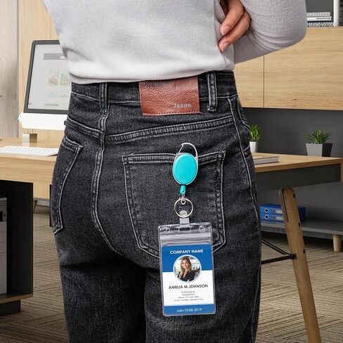 2-Pack Badge Reels, Retractable Badge Holders with Clip, Keyring, and Vertical Clear ID Card Holder, Pink in Kuwait