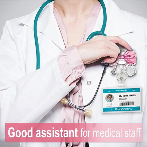 Pink Bow Nursing Badge Reel – Retractable ID Badge Holder for Nurses, Nursing Students, Medical Assistant & Healthcare Workers – Cute Nurse Gift for Women – Medical Badge Clip for Work & School in Saudi Arabia