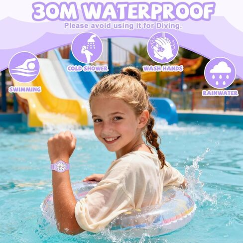 SOCICO Kids Analog Watch with Light for Boys Girls Waterproof Time Teaching Watch with Soft Band Learning Time Wrist Watch Easy to Read for Children Great Gifts in Saudi Arabia
