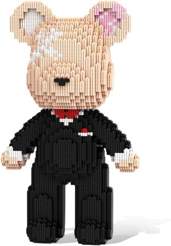 HOOLEDAY Bridegroom Bear Micro Building Blocks Set (2350 Pieces), with Black Suit Design, Wedding Decoration Present for Lovers Men & Women in Saudi Arabia