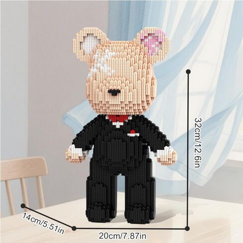 HOOLEDAY Bridegroom Bear Micro Building Blocks Set (2350 Pieces), with Black Suit Design, Wedding Decoration Present for Lovers Men & Women in Saudi Arabia