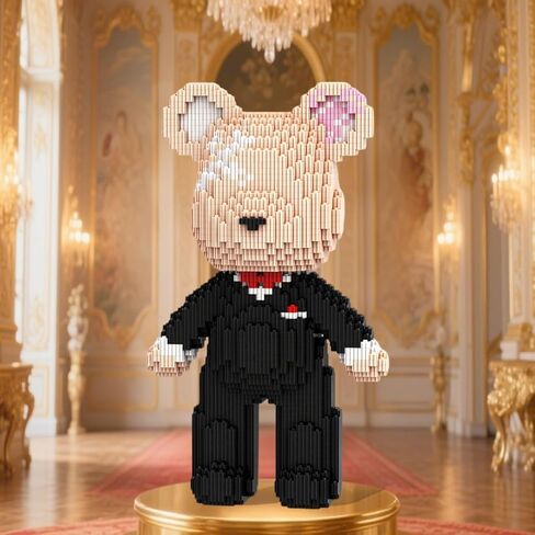 HOOLEDAY Bridegroom Bear Micro Building Blocks Set (2350 Pieces), with Black Suit Design, Wedding Decoration Present for Lovers Men & Women in Saudi Arabia