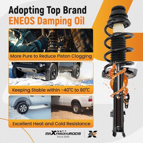 maxpeedingrods 2 قطعة دعامات أمامية للصدمات لسيارة Kia Soul 2010-2013، 172969 172968 ممتص للصدمات دعامة كاملة مع مجموعة زنبركية ملفوفة، 1333332R 1333332L in Saudi Arabia