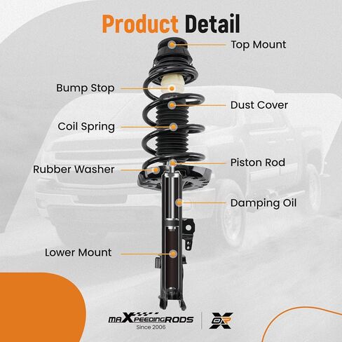 maxpeedingrods 2 قطعة دعامات أمامية للصدمات لسيارة Kia Soul 2010-2013، 172969 172968 ممتص للصدمات دعامة كاملة مع مجموعة زنبركية ملفوفة، 1333332R 1333332L in Saudi Arabia