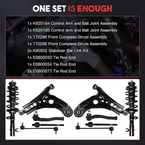 Complete Struct Assembly 10PCS Kits for Chevy for Aveo 2004-2011 for Aveo5 2006-2011 for Pontiac for Wave 2005-2008 Replace Control Arm and Ball Joint Stabilizer Bar Link Kit Tie Rod End in Saudi Arabia