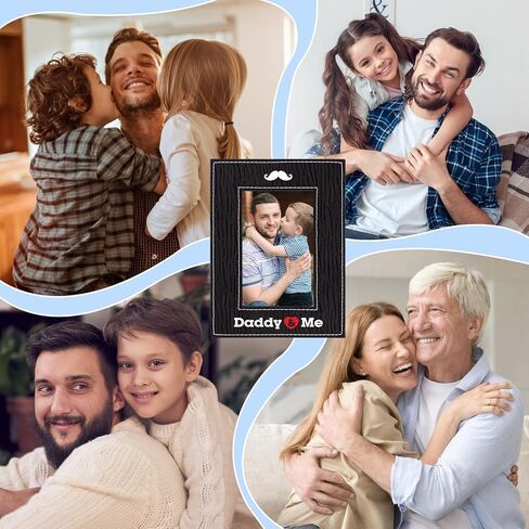 إطار صورة عيد ميلاد سعيد - إطارات صور عيد الميلاد من الجلد مقاس 4 × 6 هدايا إطار عيد الميلاد باللون الأسود لصديق العائلة وزينة عيد الميلاد للمنزل in Saudi Arabia