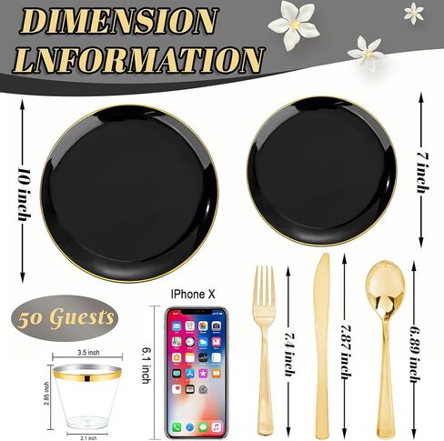 WDF 150PCS Gold Plastic Thanksgiving Plates/Fall Plates/Friendsgiving Plates, Thanksgiving Plastic Plates Include 25 Dinner Plates,25 Salad Plates,25 Forks, 25 Knives, 25 Spoons/Bonus 25 Mini Forks in Saudi Arabia