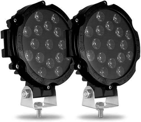 7 Inch Round Off Road LED Lights 51W 5000LM Spot & Flood Combo IP67 Waterproof Driving/Fog Lights for Trucks, Jeep, SUV, ATV, UTV, 4x4, Boat 2 Pack Black in Saudi Arabia