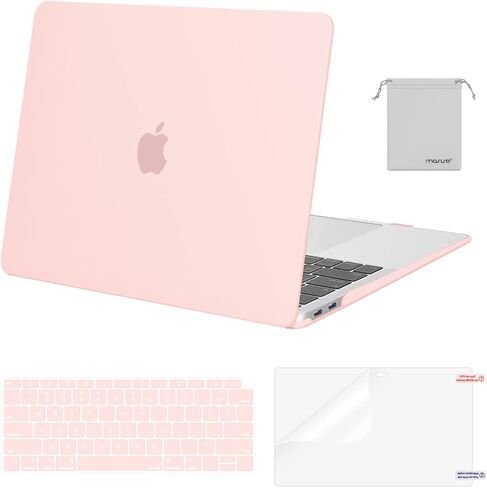 حافظة MOSISO متوافقة مع جهاز MacBook Air 13 بوصة إصدار 2022-2018 A2337 M1 A2179 A1932، حافظة بلاستيكية صلبة وغطاء لوحة مفاتيح وواقي شاشة وحقيبة تخزين وحقيبة كم مع جيبين ومقبض وحزام، وردي طباشيري in Saudi Arabia