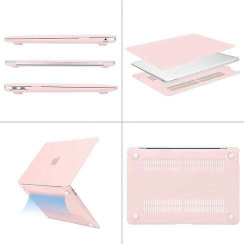 حافظة MOSISO متوافقة مع جهاز MacBook Air 13 بوصة إصدار 2022-2018 A2337 M1 A2179 A1932، حافظة بلاستيكية صلبة وغطاء لوحة مفاتيح وواقي شاشة وحقيبة تخزين وحقيبة كم مع جيبين ومقبض وحزام، وردي طباشيري in Saudi Arabia