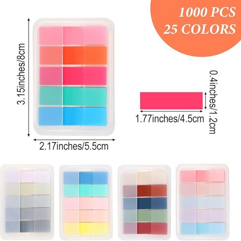 1000 Pcs Sticky Index Tabs, Books Tabs for Annotating, Notes Page Marker Repositionable File Tab Flags Labels Self Adhesive Divider Sticker Multi-Colored Writeable for Books Binder Notebook and Folder in Saudi Arabia