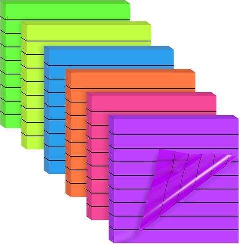 6 Pads to Do List Sticky Notes, 300 Sheets Lined Notepad Assorted Colors Adhesive Memo to Do List for Daily Planner Reminder Checklist Meeting Home Office Supplies in Saudi Arabia