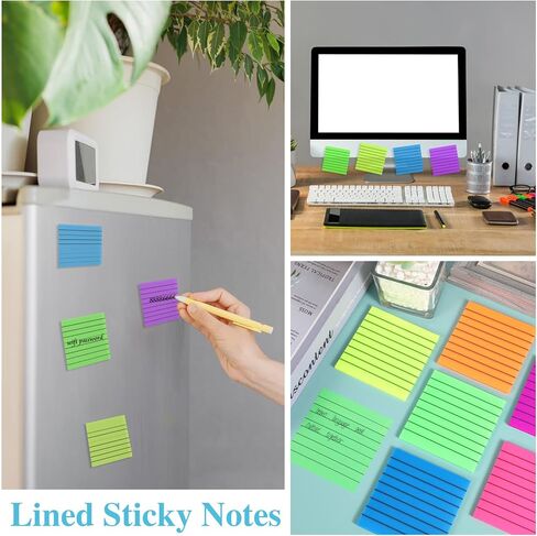 6 Pads to Do List Sticky Notes, 300 Sheets Lined Notepad Assorted Colors Adhesive Memo to Do List for Daily Planner Reminder Checklist Meeting Home Office Supplies in Saudi Arabia