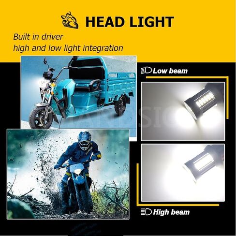 Ruiandsion H6M P15D LED Fog Motorcycle Light Bulb White 6-30V P15D-25-1 Hi/Lo Beam Replacement for ATVS Pack of 2 in Saudi Arabia