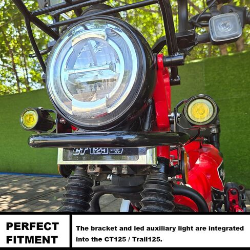 Front Bumper Headlight Guard w/LED Auxiliary Light Kit Compatible with Honda CT125 Trail 125 (2019-current) (Warm white) in Saudi Arabia