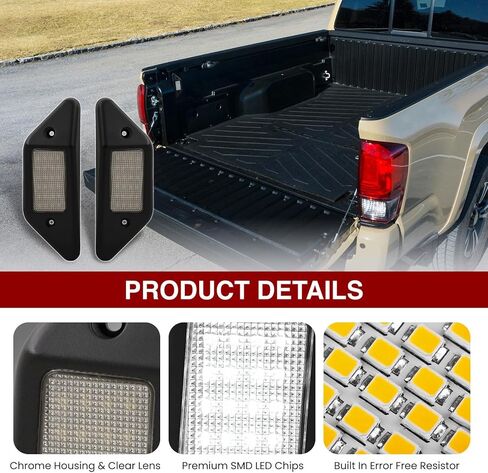 AJP Distributors White SMD LED Truck Cargo Bed Lighting Lights Lamps Pair Set + Wiring Harness Kit 00016-34187 Compatible/Replacement For Tacoma/Tundra TRD 2014 2015 2016 2017 2018 2019 2020 2021 in Saudi Arabia