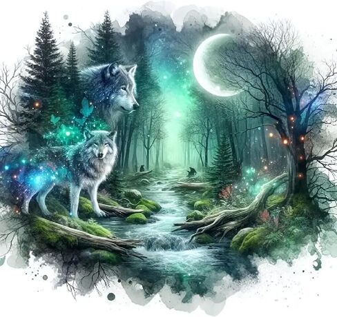 JFYHAB 5D Phantom Wolf Diamond Painting Kits for Adults, Animal Wolf Diamond Art Kits for Adults Beginner, DIY Full Drill Diamond Dots Paintings with Gem Art and Crafts Home Wall Decor 12x12inch in Saudi Arabia