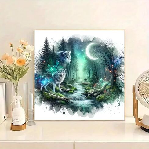 JFYHAB 5D Phantom Wolf Diamond Painting Kits for Adults, Animal Wolf Diamond Art Kits for Adults Beginner, DIY Full Drill Diamond Dots Paintings with Gem Art and Crafts Home Wall Decor 12x12inch in Saudi Arabia