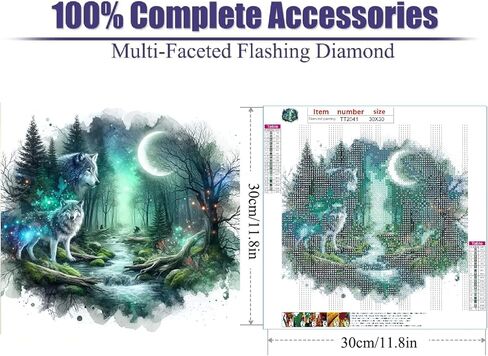 JFYHAB 5D Phantom Wolf Diamond Painting Kits for Adults, Animal Wolf Diamond Art Kits for Adults Beginner, DIY Full Drill Diamond Dots Paintings with Gem Art and Crafts Home Wall Decor 12x12inch in Saudi Arabia
