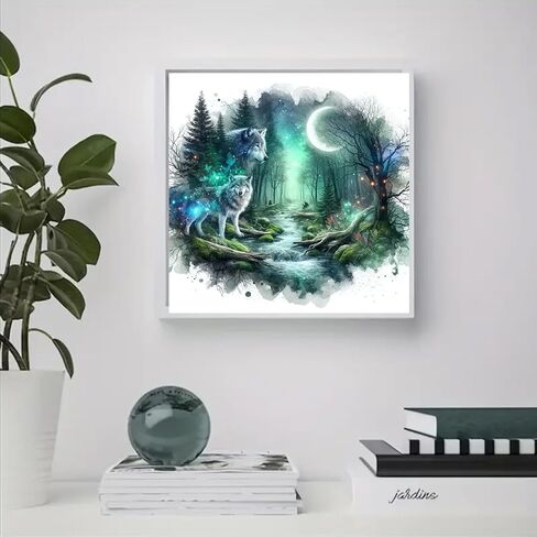JFYHAB 5D Phantom Wolf Diamond Painting Kits for Adults, Animal Wolf Diamond Art Kits for Adults Beginner, DIY Full Drill Diamond Dots Paintings with Gem Art and Crafts Home Wall Decor 12x12inch in Saudi Arabia
