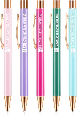 مجموعة من 5 هدايا ماه جونغ للنساء قلم ما جونغ، هدايا مضحكة لمحبي ماه جونغ، أقلام حبر جاف ماه جونغ لمكتب المنزل وأعياد الميلاد وأعياد الميلاد in Kuwait