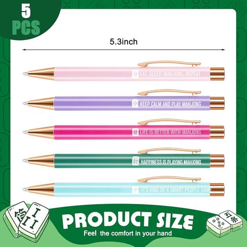 مجموعة من 5 هدايا ماه جونغ للنساء قلم ما جونغ، هدايا مضحكة لمحبي ماه جونغ، أقلام حبر جاف ماه جونغ لمكتب المنزل وأعياد الميلاد وأعياد الميلاد in Kuwait