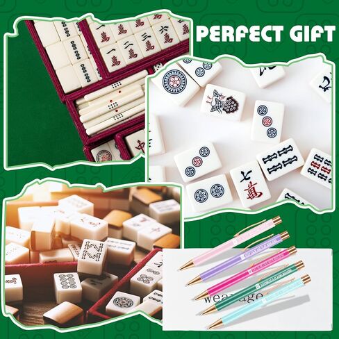 مجموعة من 5 هدايا ماه جونغ للنساء قلم ما جونغ، هدايا مضحكة لمحبي ماه جونغ، أقلام حبر جاف ماه جونغ لمكتب المنزل وأعياد الميلاد وأعياد الميلاد in Kuwait