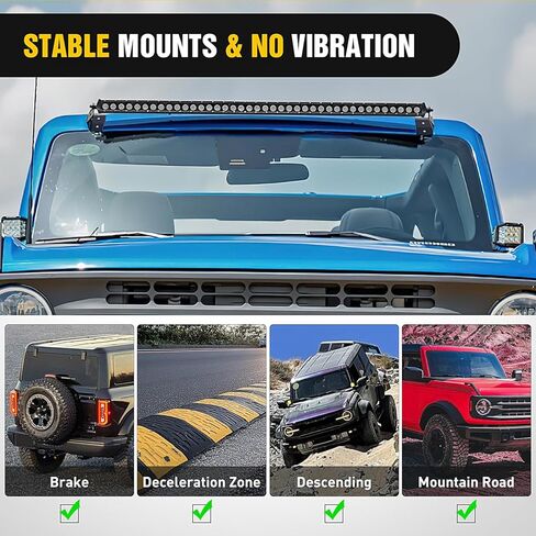 Nilight 42 inch Curved LED Light Bar Bracket Mounting Upper Windshield Roof Cab Brackets Compatible with Ford Bronco 2 Door and 4 Door 2021 2022 2023 2024 in Saudi Arabia