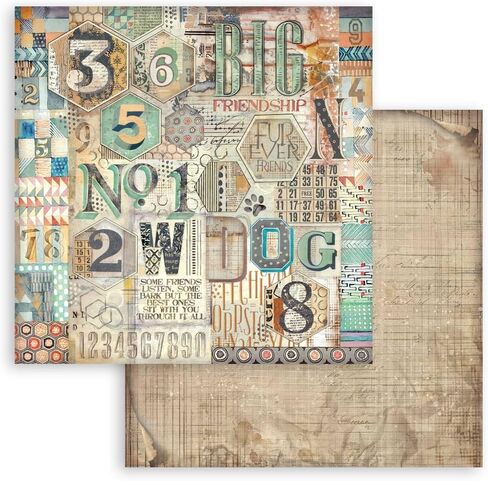 Stamperia - Scrapbook Paper Pad for Scrapbooking, Albums, Cards, Bullet Journals, and More, Acid Free, Double-Sided, Perfect for Crafts and Gifting (Furry Friends Background Selection) (20.3 x 20.3 cm in Saudi Arabia