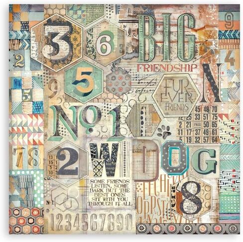 Stamperia - Scrapbook Paper Pad for Scrapbooking, Albums, Cards, Bullet Journals, and More, Acid Free, Double-Sided, Perfect for Crafts and Gifting (Furry Friends Background Selection) (20.3 x 20.3 cm in Saudi Arabia