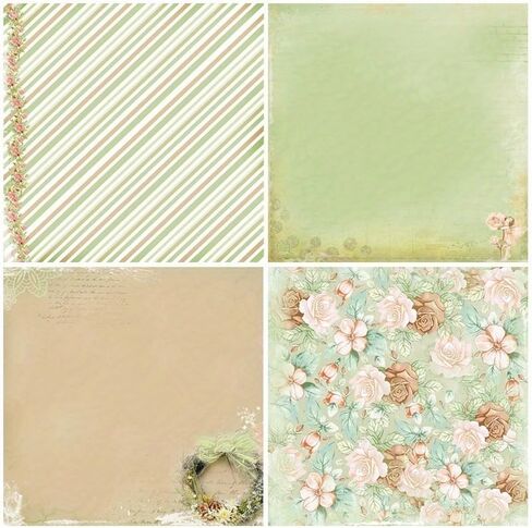 Soft Green Scrapbook Paper Pad 6x6 Inch, Assorted Pattern, 24pcs Scrapbooking DIY Decorative Cardmaking Craft Paper in Saudi Arabia