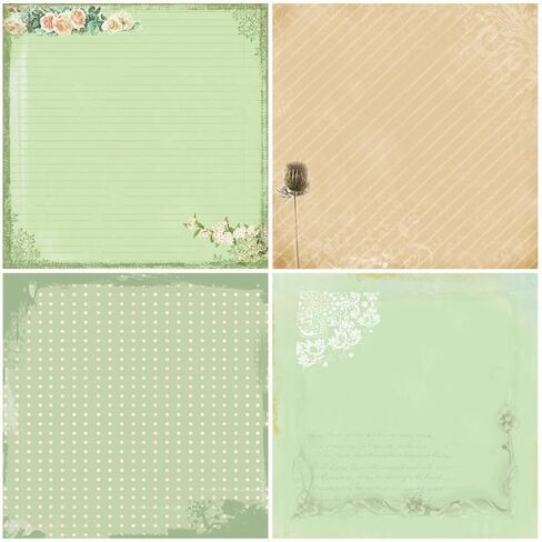 Soft Green Scrapbook Paper Pad 6x6 Inch, Assorted Pattern, 24pcs Scrapbooking DIY Decorative Cardmaking Craft Paper in Saudi Arabia