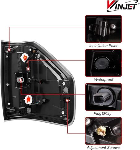 مجموعة الضوء الخلفي Winjet LED مناسبة لطراز 2009-2014 Ford F-150 Styleside استبدال الضوء الخلفي الكامل مع إشارة الانعطاف التسلسلية/DRL/الفرامل/الضوء العكسي (عدسة مدخنة لغطاء أسود غير لامع) in Saudi Arabia