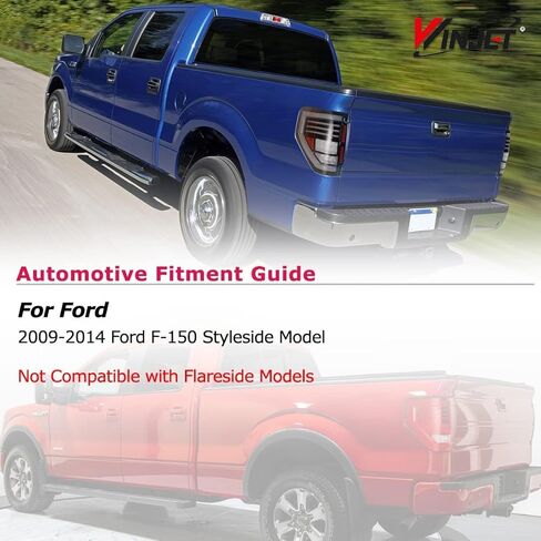 مجموعة الضوء الخلفي Winjet LED مناسبة لطراز 2009-2014 Ford F-150 Styleside استبدال الضوء الخلفي الكامل مع إشارة الانعطاف التسلسلية/DRL/الفرامل/الضوء العكسي (عدسة مدخنة لغطاء أسود غير لامع) in Saudi Arabia